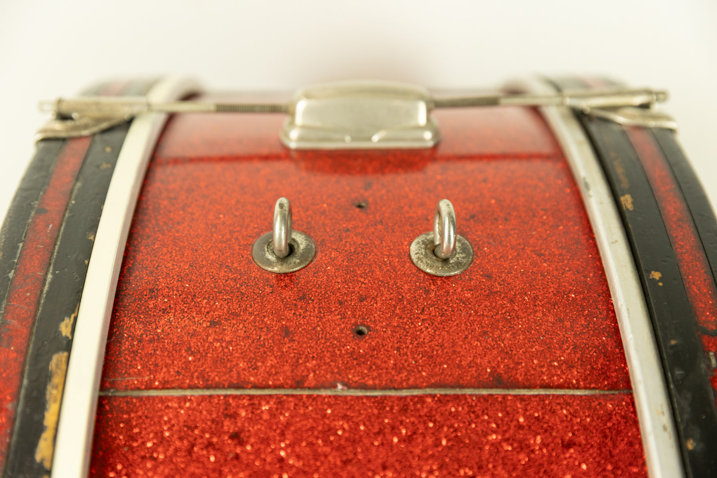 1950s Slingerland 10x28 Sparkling Red Pearl Scotch Bass Drum