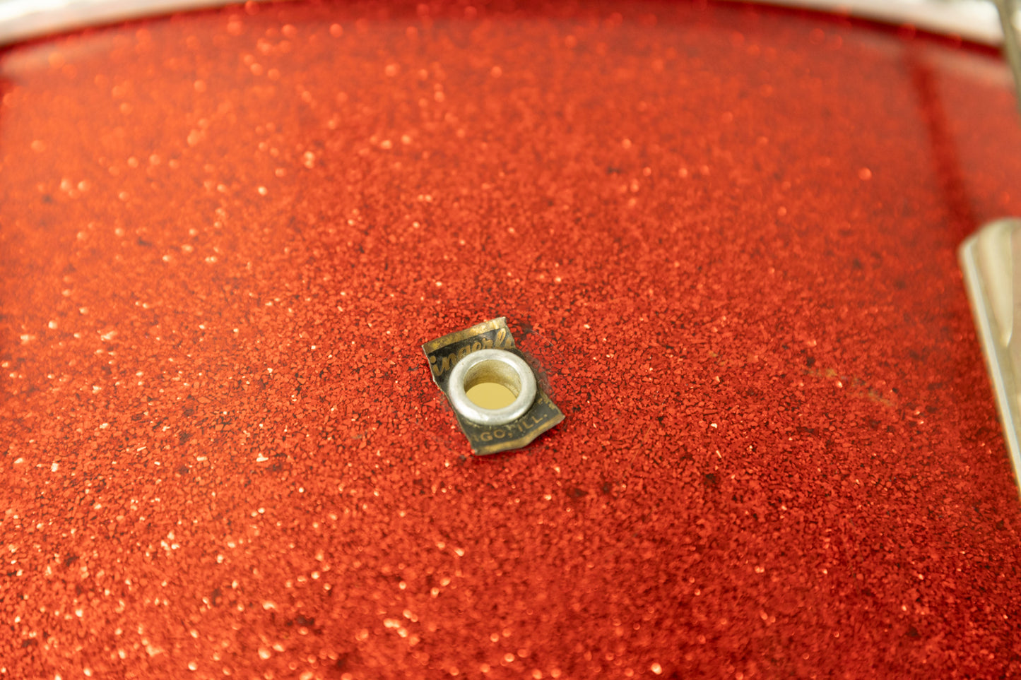 1950s Slingerland 10x28 Sparkling Red Pearl Scotch Bass Drum
