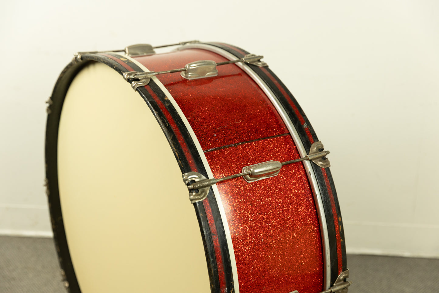 1950s Slingerland 10x28 Sparkling Red Pearl Scotch Bass Drum
