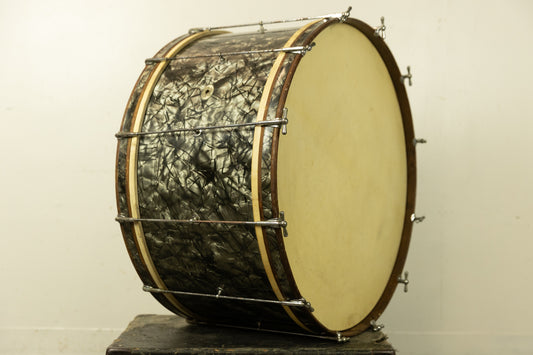 1938 Ludwig 14x28 Artist's Model Black Diamond Pearl Bass Drum