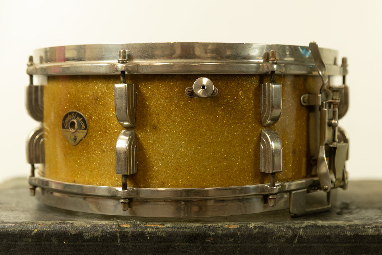 1950 Leedy 5.5x14 Sparkling Gold Broadway Snare Drum
