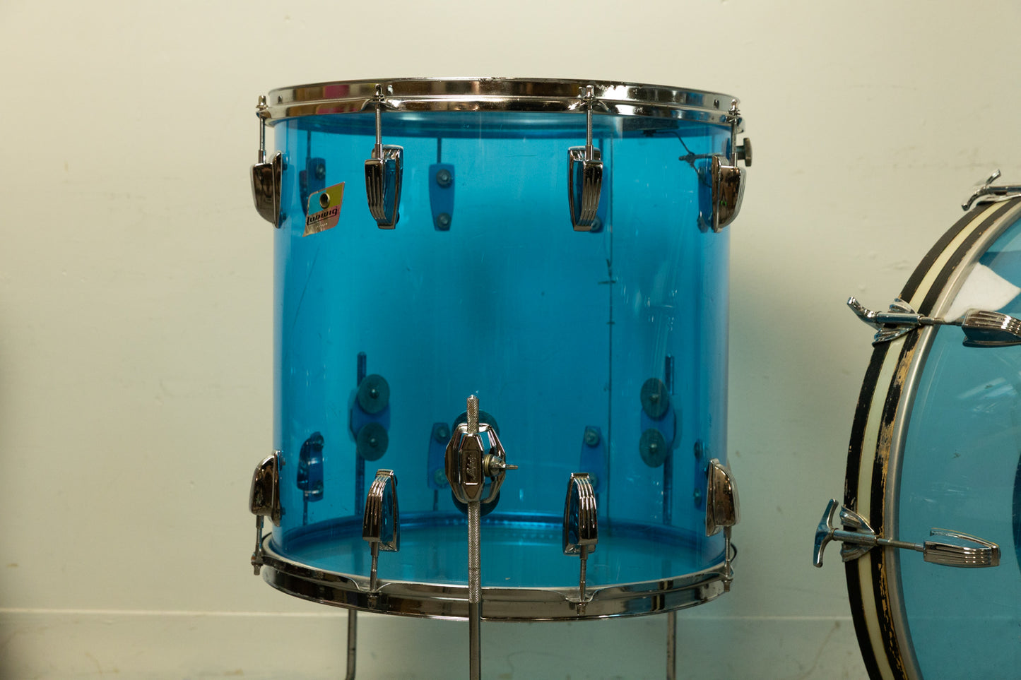 1970s Ludwig Blue Vistalite 14x22 9x13 and 16x16 Drum Set