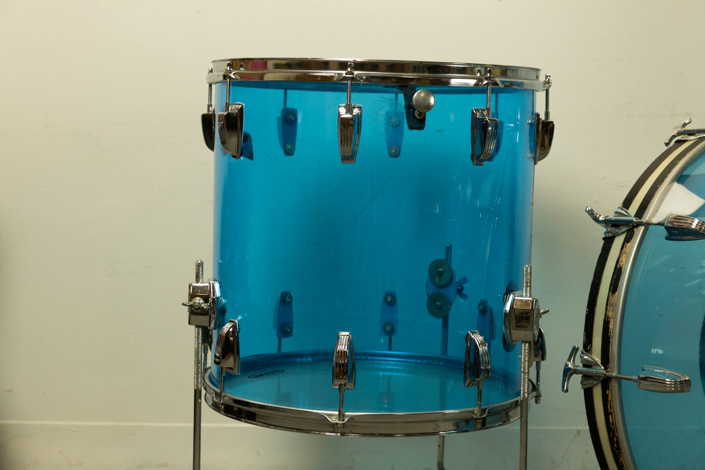 1970s Ludwig Blue Vistalite 14x22 9x13 and 16x16 Drum Set