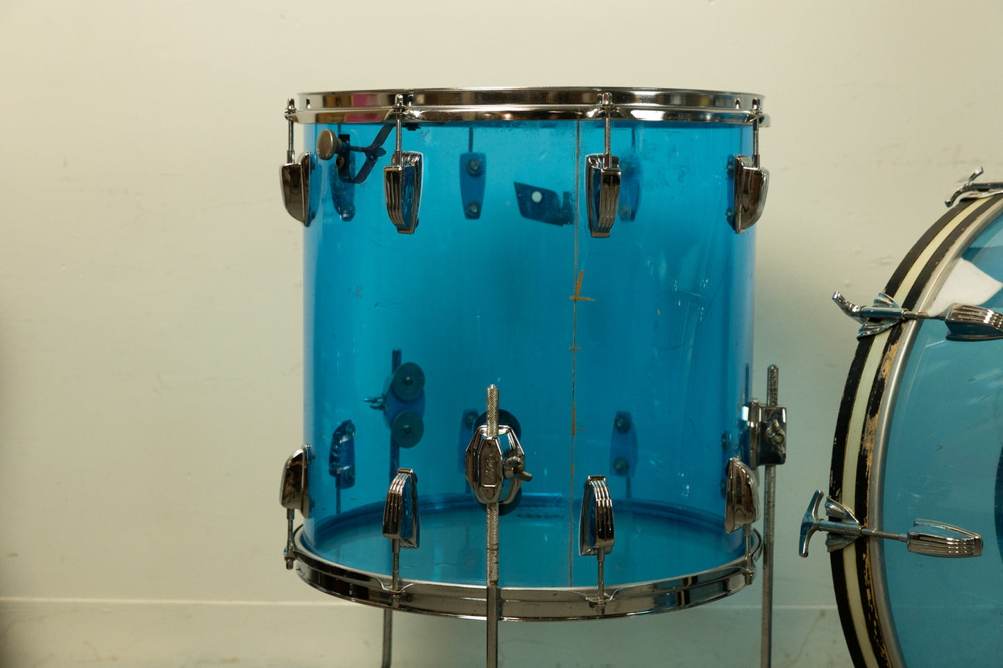 1970s Ludwig Blue Vistalite 14x22 9x13 and 16x16 Drum Set
