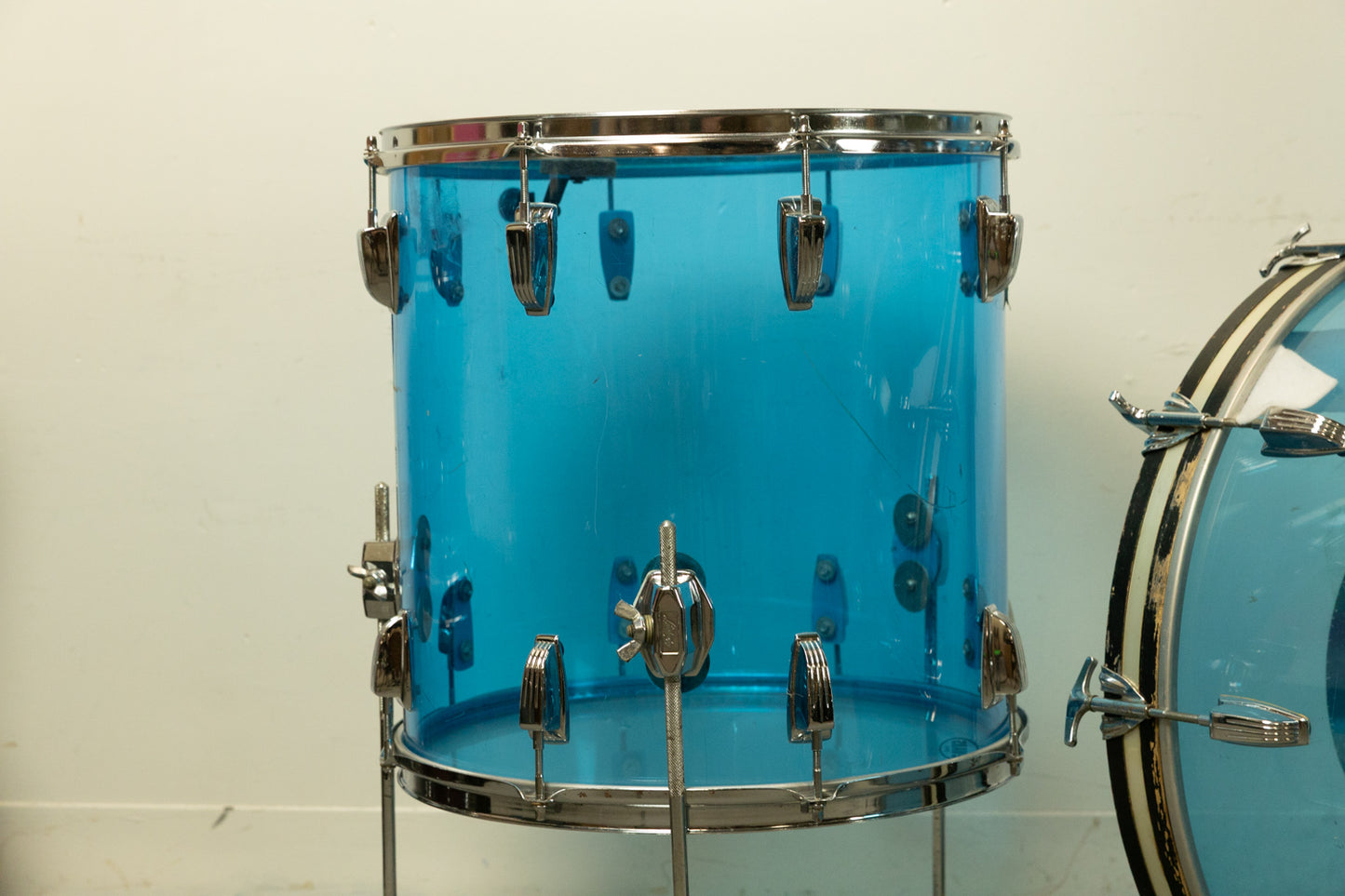 1970s Ludwig Blue Vistalite 14x22 9x13 and 16x16 Drum Set