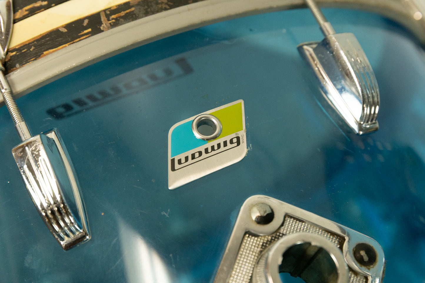 1970s Ludwig Blue Vistalite 14x22 9x13 and 16x16 Drum Set