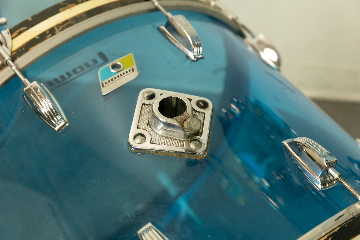 1970s Ludwig Blue Vistalite 14x22 9x13 and 16x16 Drum Set