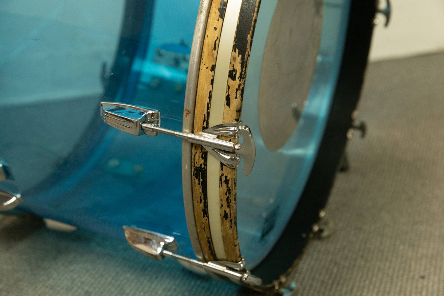 1970s Ludwig Blue Vistalite 14x22 9x13 and 16x16 Drum Set