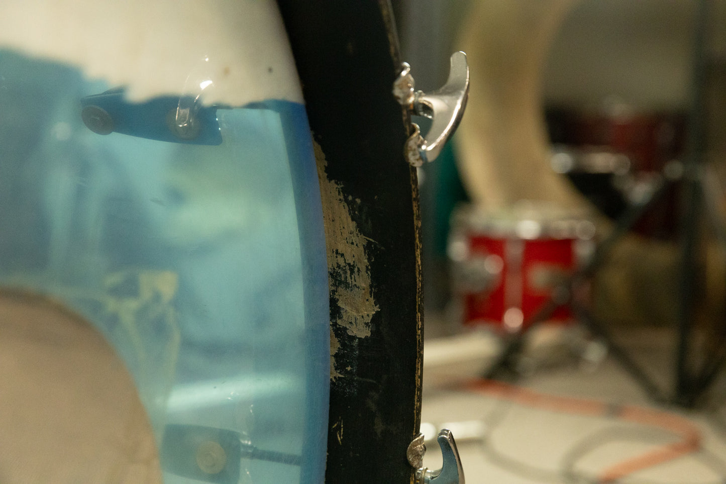1970s Ludwig Blue Vistalite 14x22 9x13 and 16x16 Drum Set