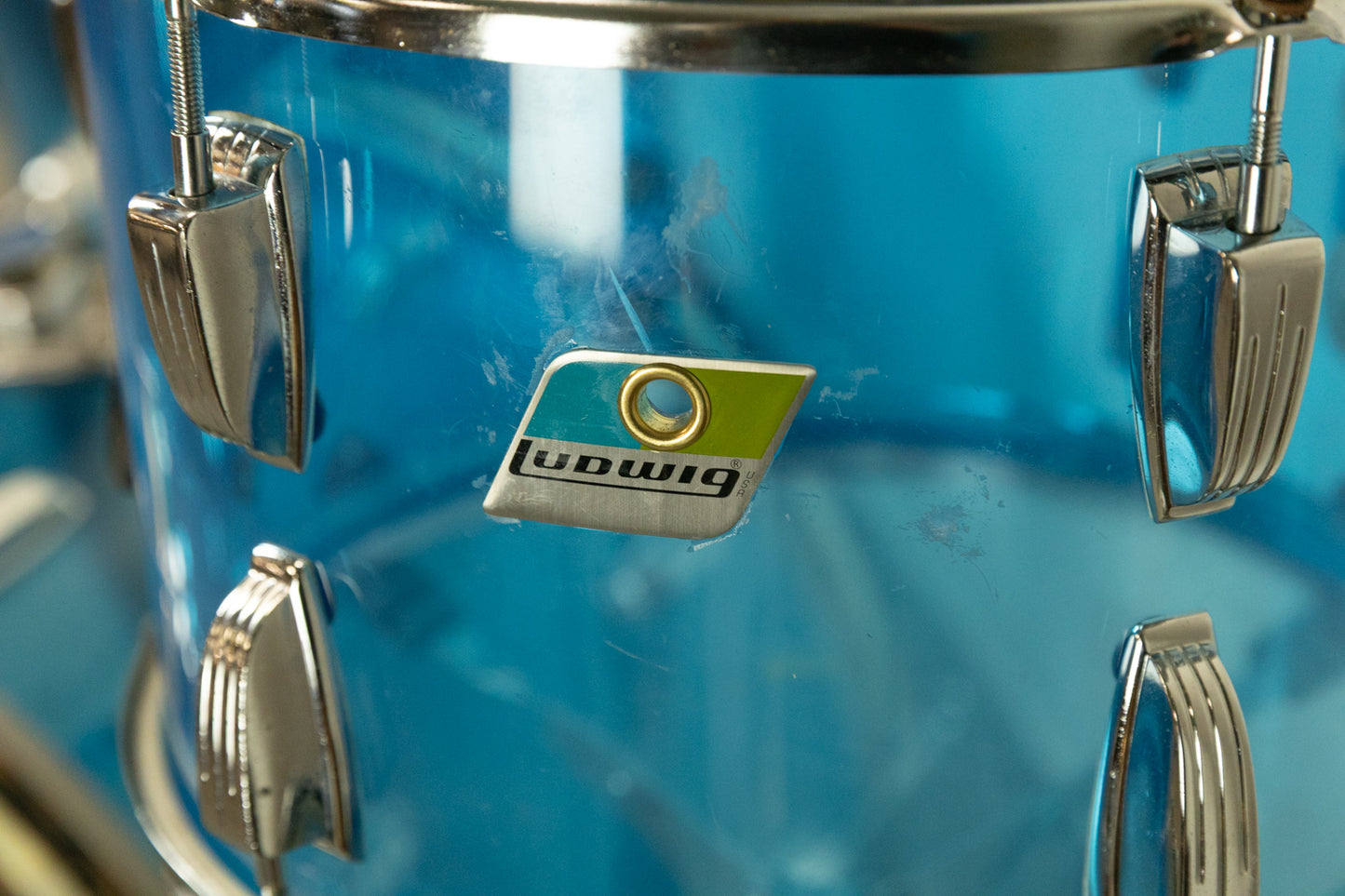 1970s Ludwig Blue Vistalite 14x22 9x13 and 16x16 Drum Set