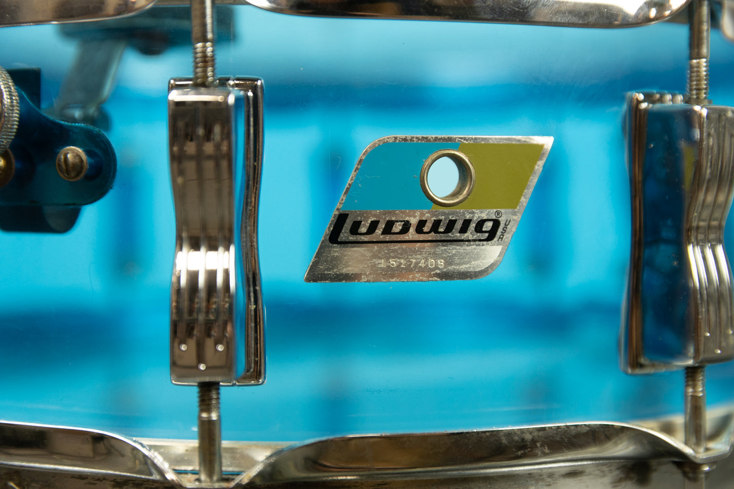 1970s Ludwig 5x14 Blue Vistalite Snare Drum