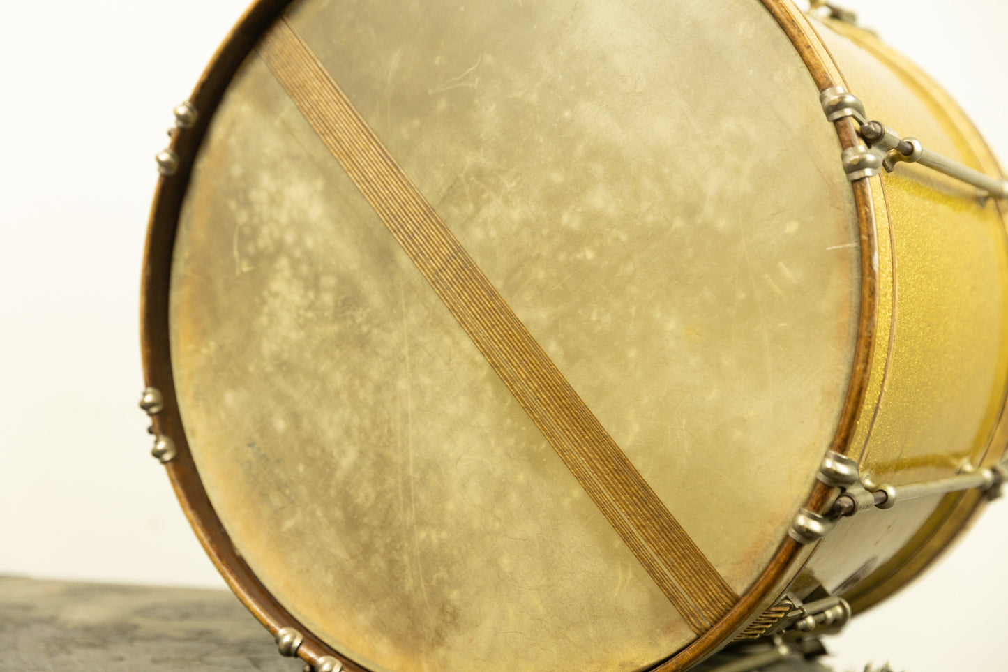 1930s Ludwig 12x16 Gold Flash Triumphal Parade Drum