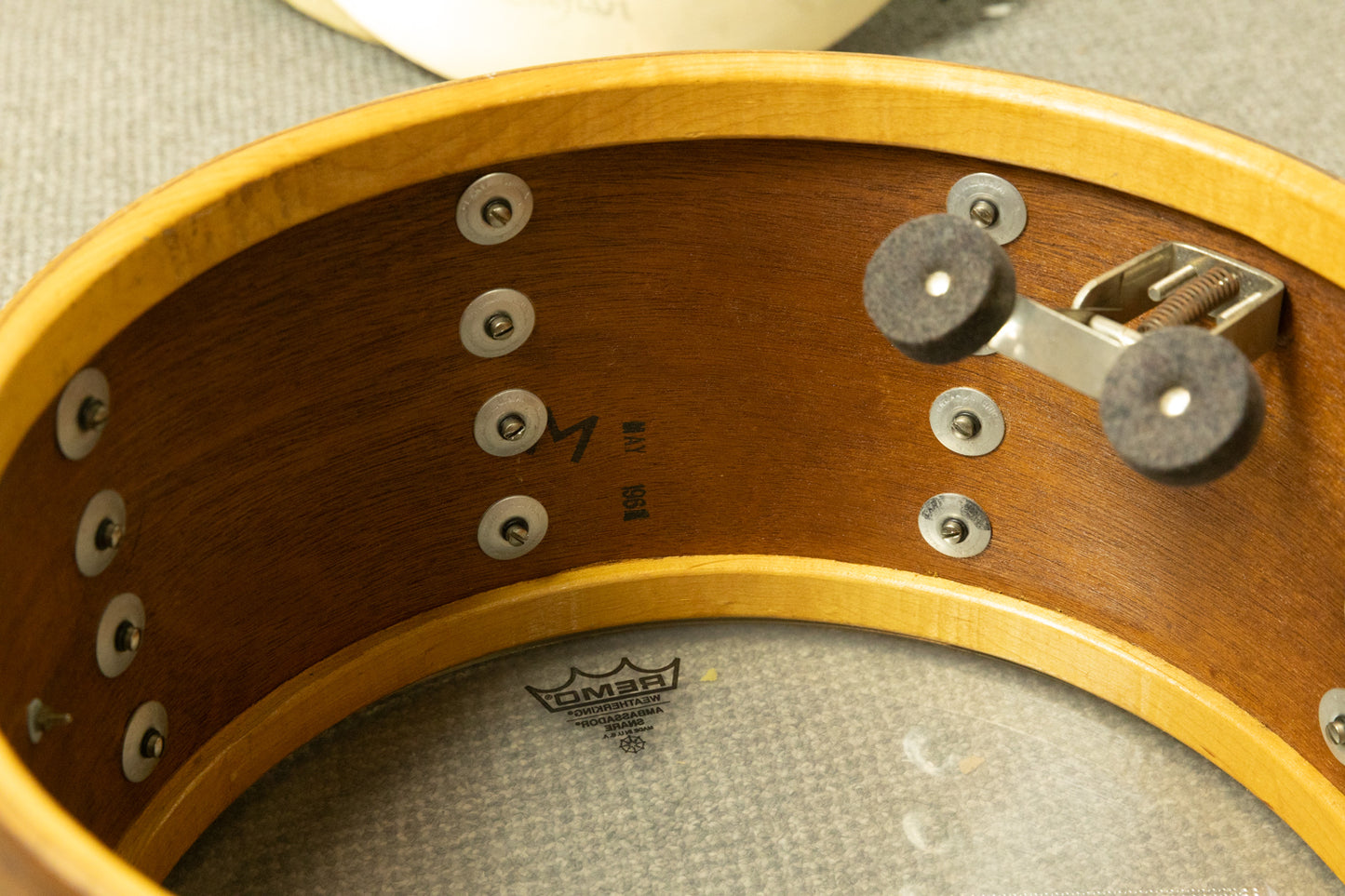 1961 Slingerland 8x15 Natural Mahogany Concert King Snare Drum