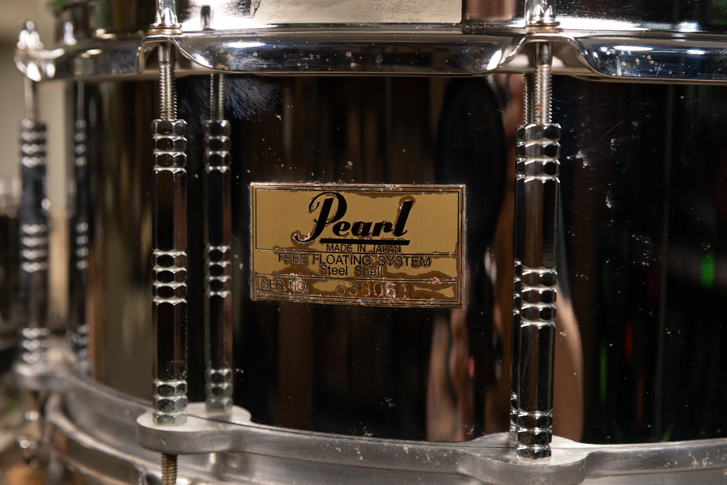 1980s Pearl 6.5x14 S-814D Free Floating Snare Drum