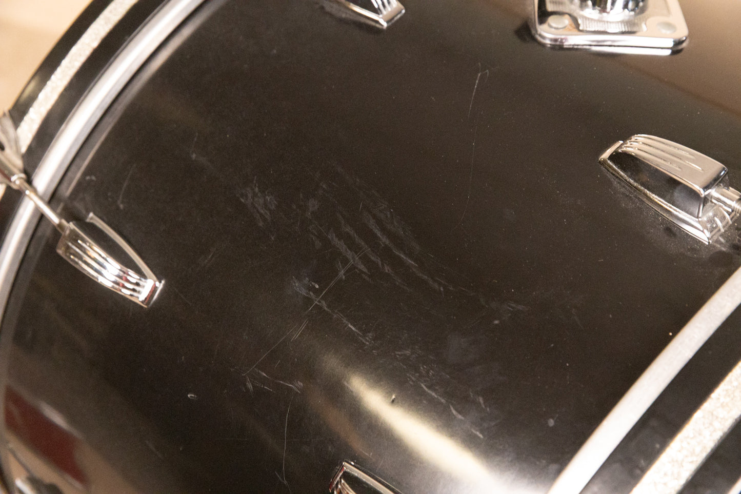 1980s Ludwig 14x24 Black Cortex Bass Drum