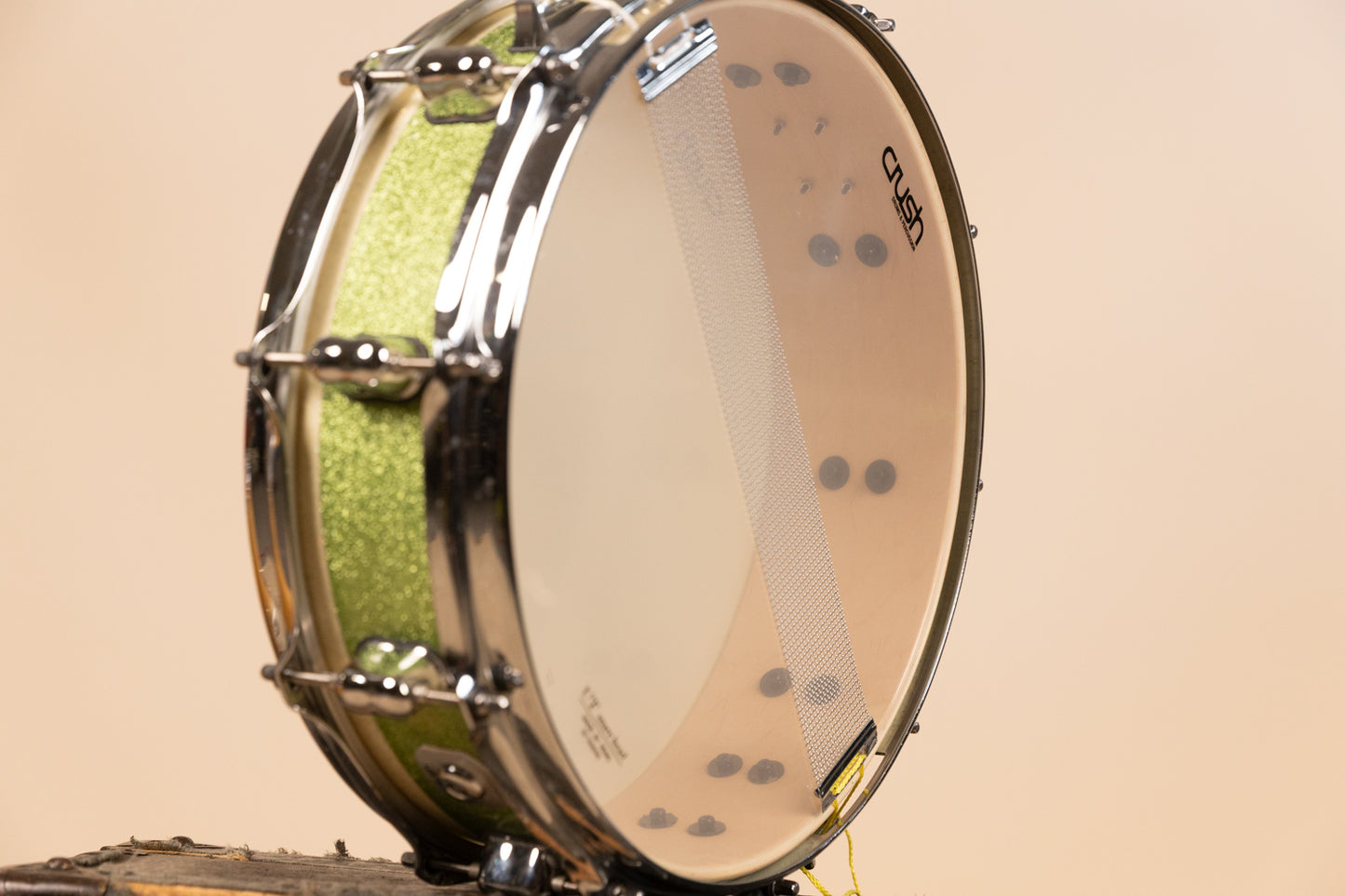 Crush Drums 4x14 Sublime E3 White and Lime Stripe Snare Drum