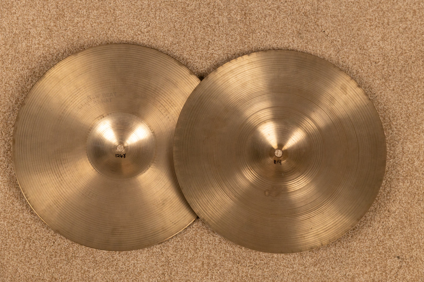 1960s Zildjian A 14" New Beat Hi Hat Cymbals 814g 1268g