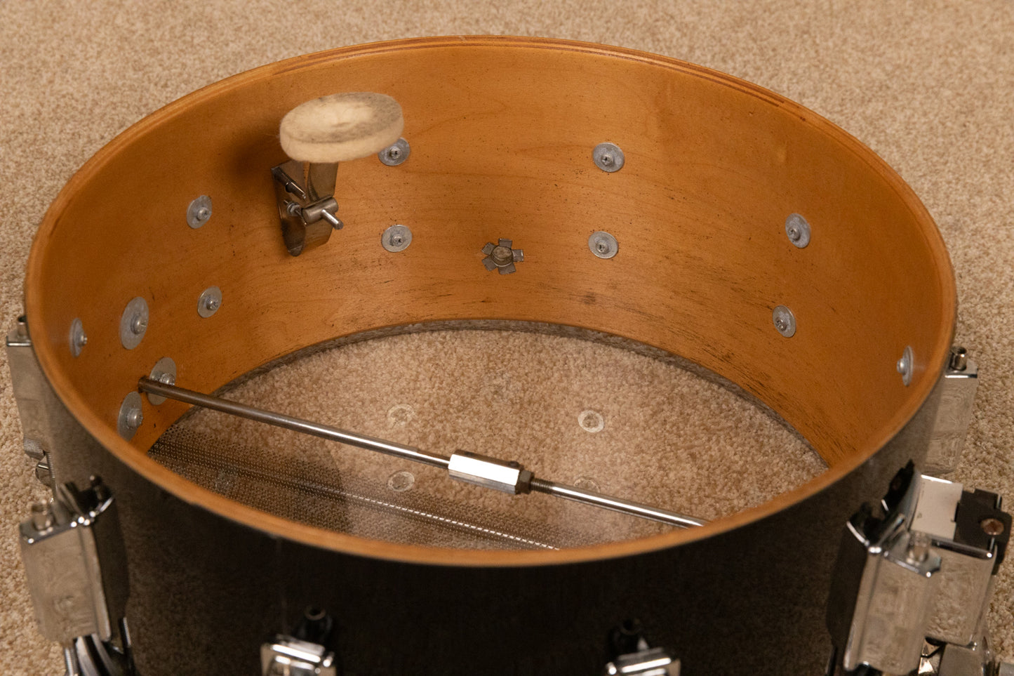 1970s Pearl 6.5x14 BC-414D Jet Black Snare Drum