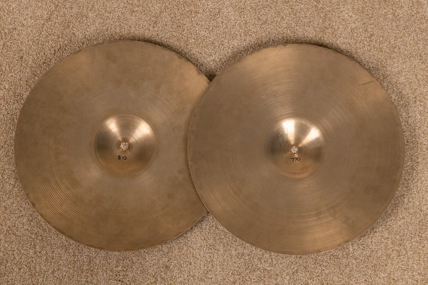1960s Zildjian 14" A Light Hi Hat Cymbals 770g 872g