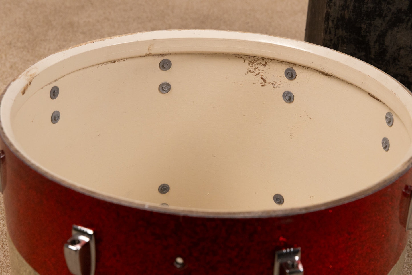 1960s Ludwig 12x17" Red and Silver Tri Band Drum