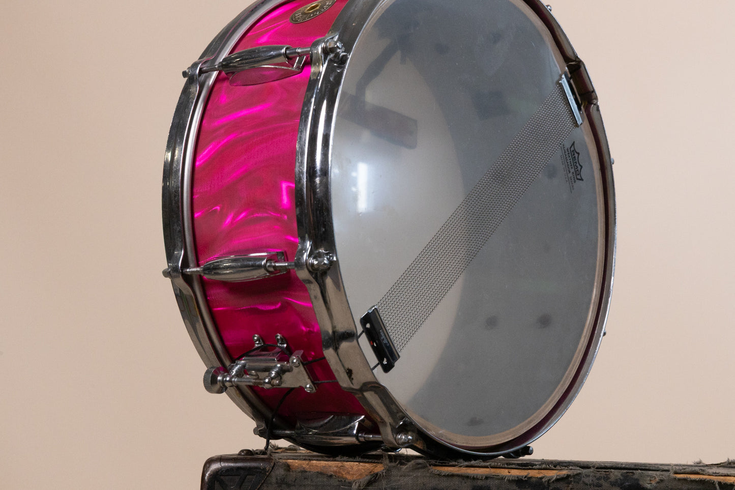 Vintage Gretsch 5.5x14 Pink Satin Flame Model 4157 Snare Drum