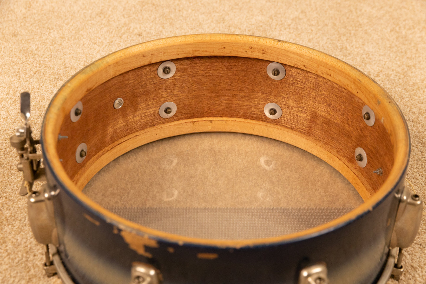 1950s Slingerland 5x14 Blue and Silver Duco Student Radio King Snare Drum