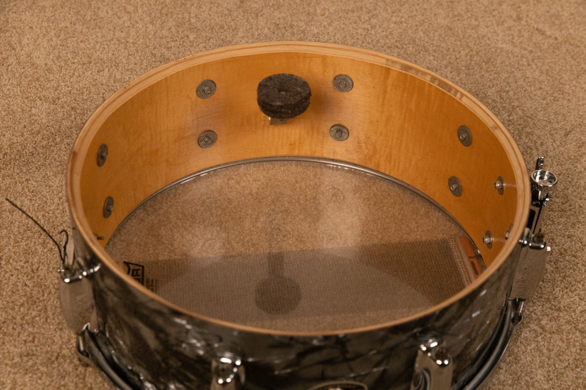 1970s Slingerland 5x14 Black Diamond Pearl Hollywood Ace Snare Drum