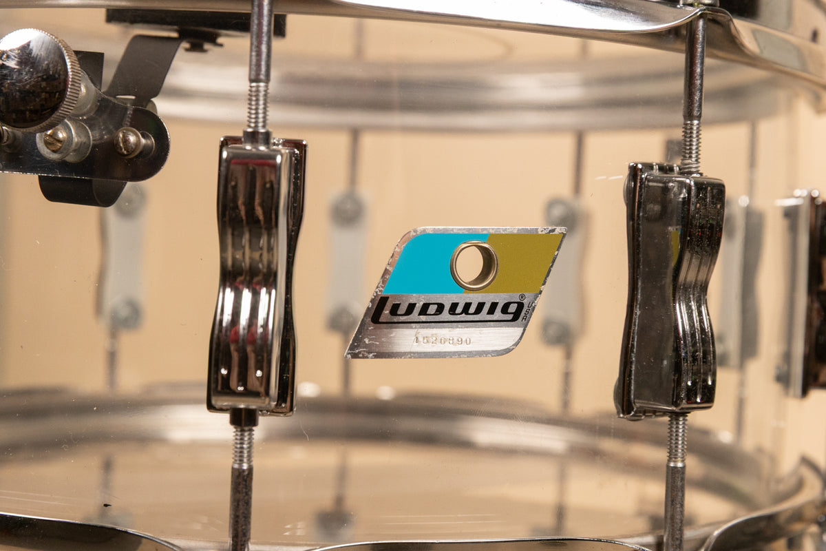 1970s Ludwig 6.5x14 Clear Vistalite Snare Drum