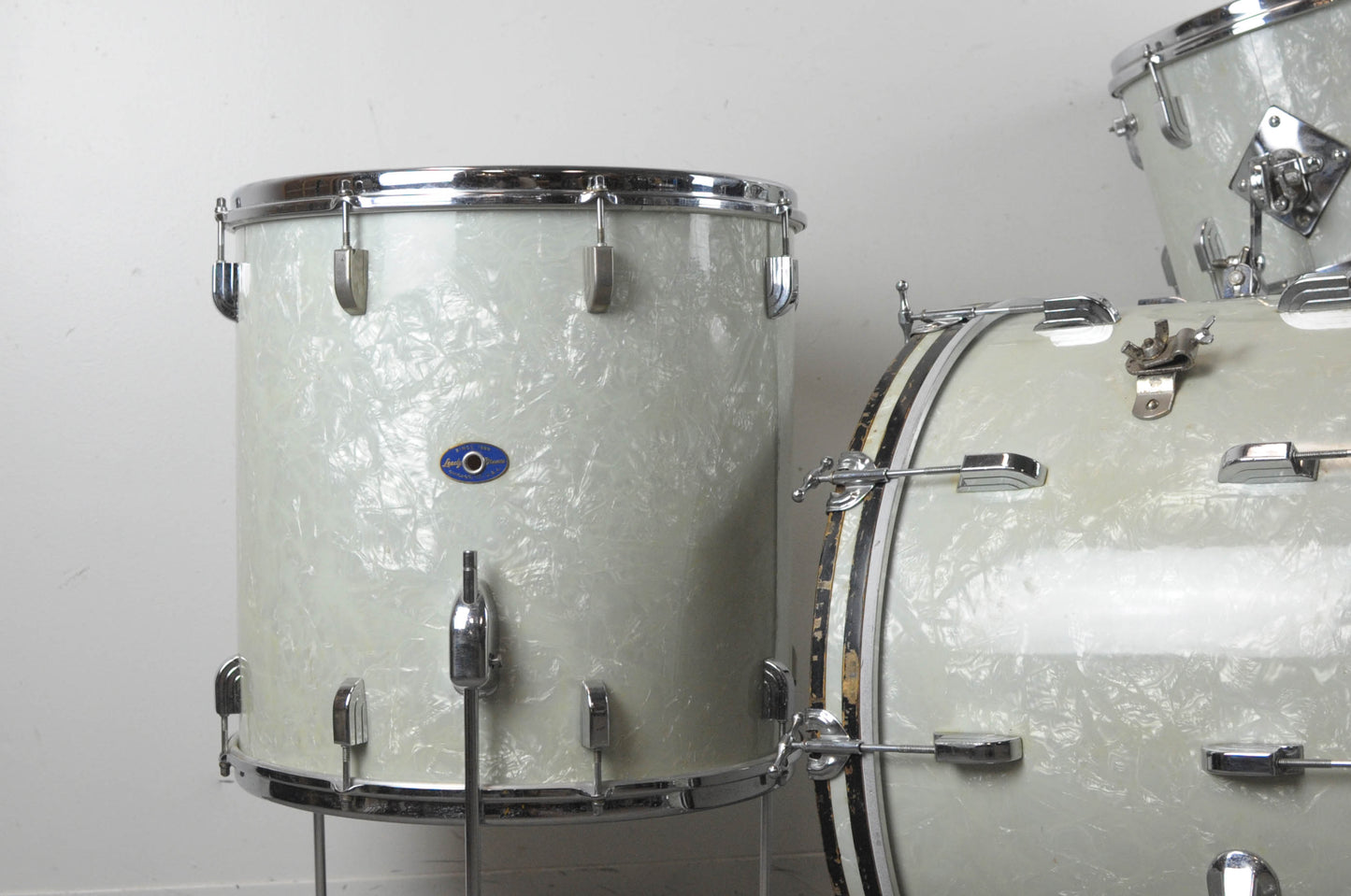 1958 Leedy Shelly Manne White Marine Pearl Drum Set