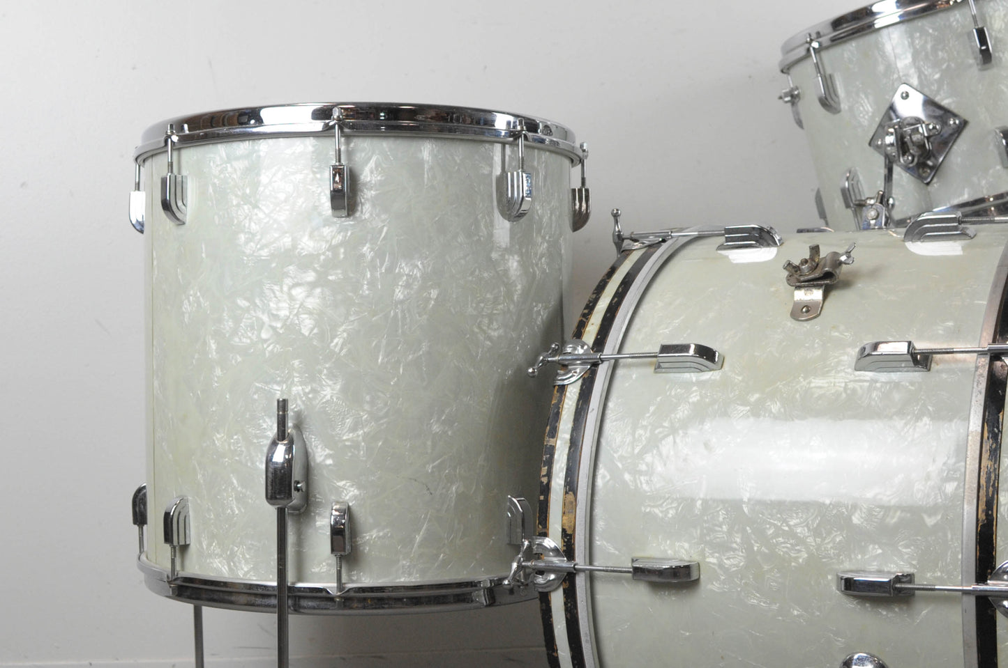 1958 Leedy Shelly Manne White Marine Pearl Drum Set