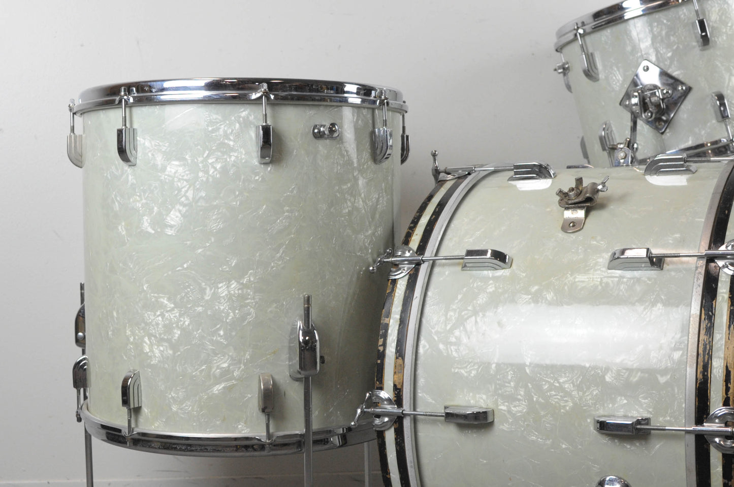1958 Leedy Shelly Manne White Marine Pearl Drum Set