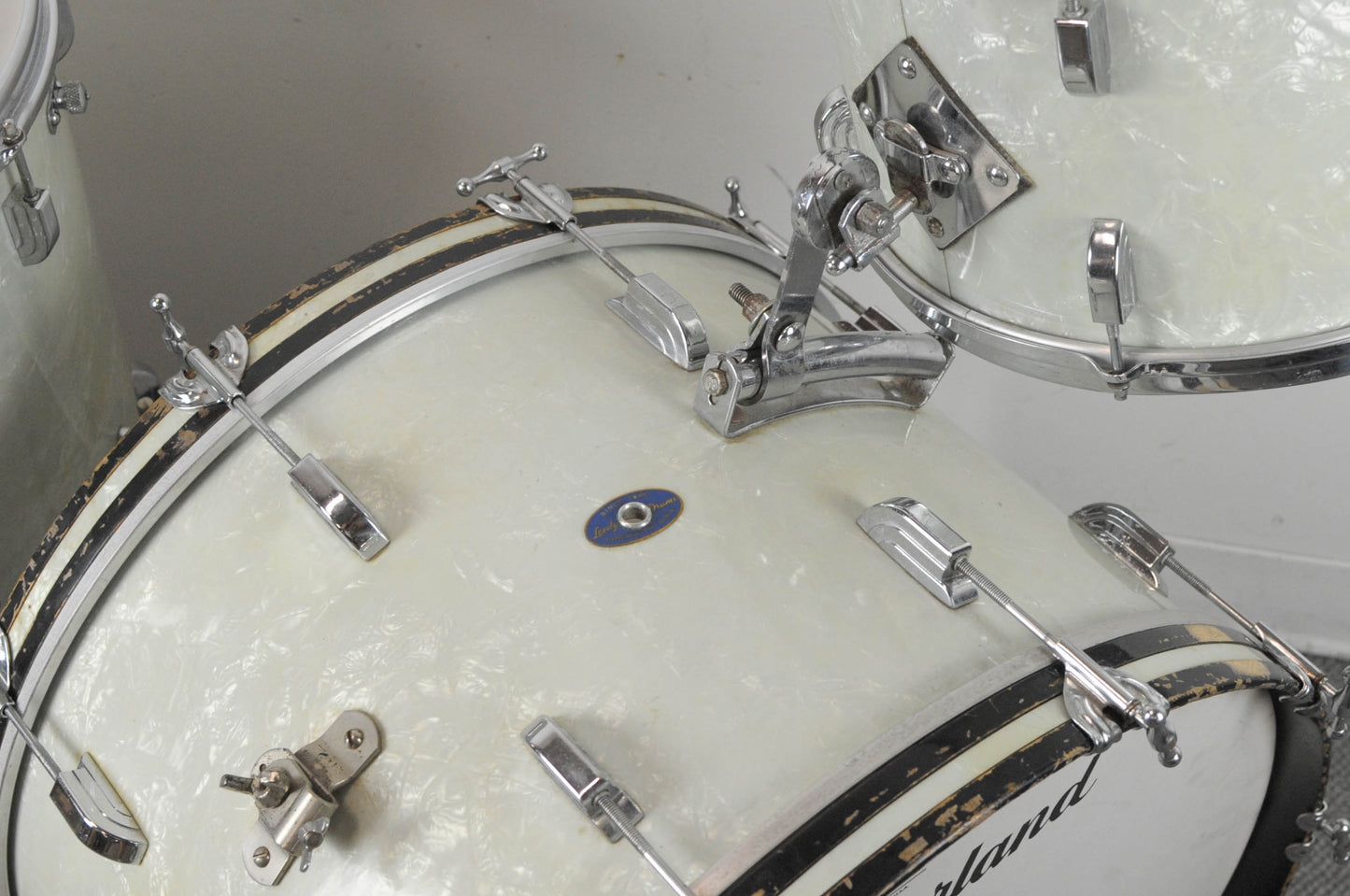 1958 Leedy Shelly Manne White Marine Pearl Drum Set