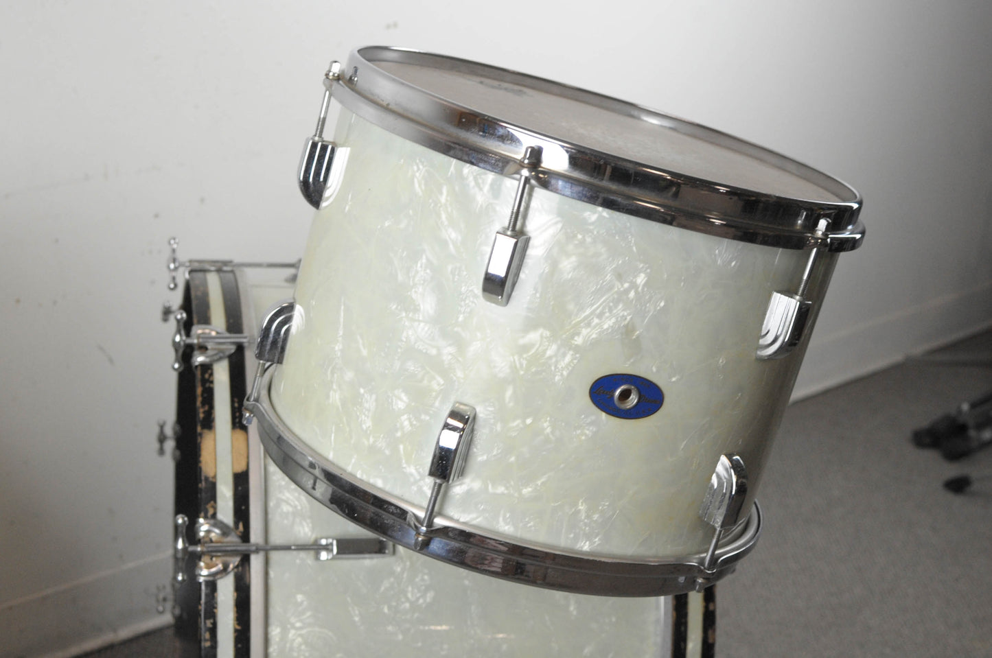 1958 Leedy Shelly Manne White Marine Pearl Drum Set