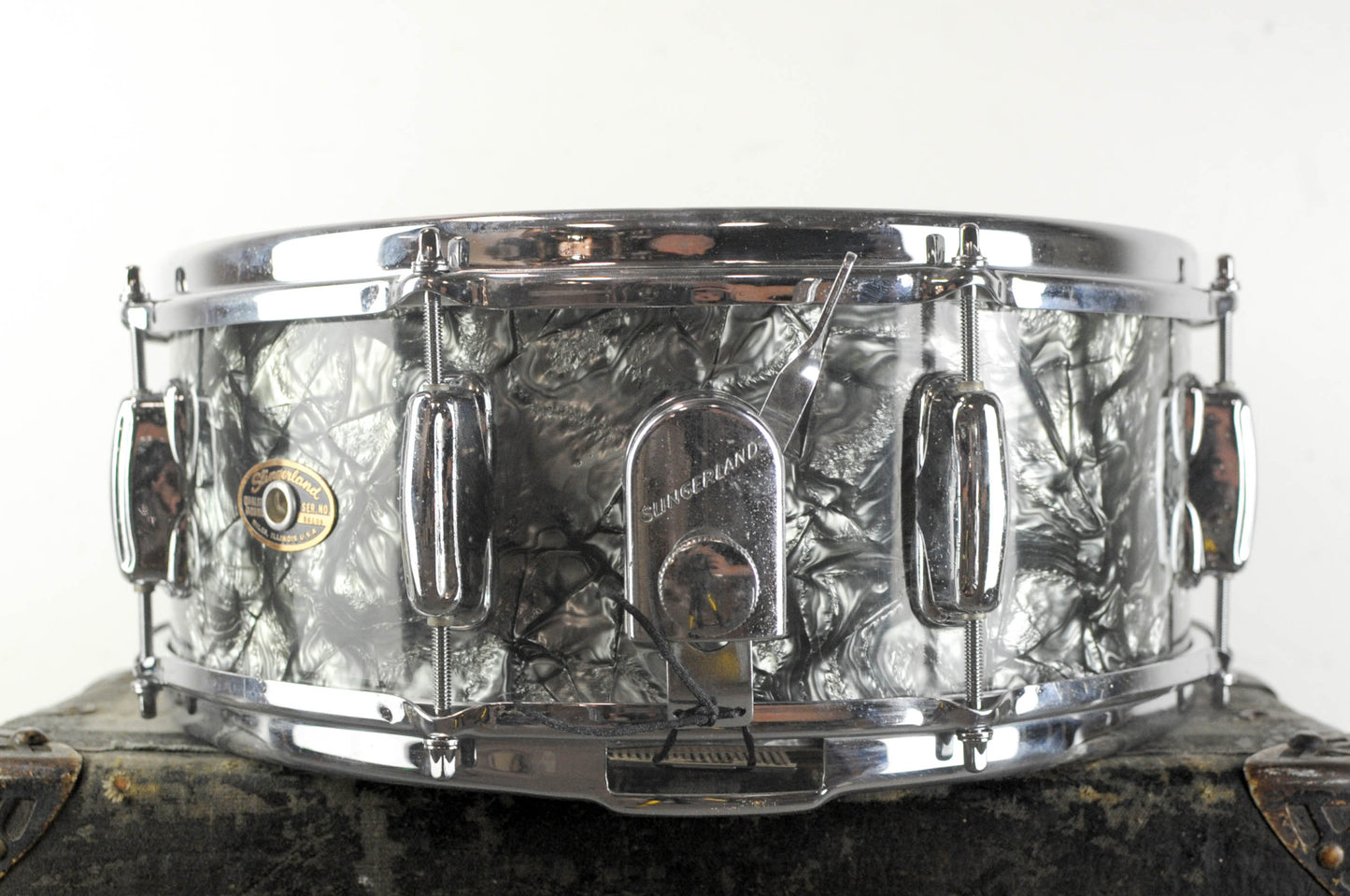 1960s Slingerland 5x14 "Artist" Black Diamond Pearl Snare Drum