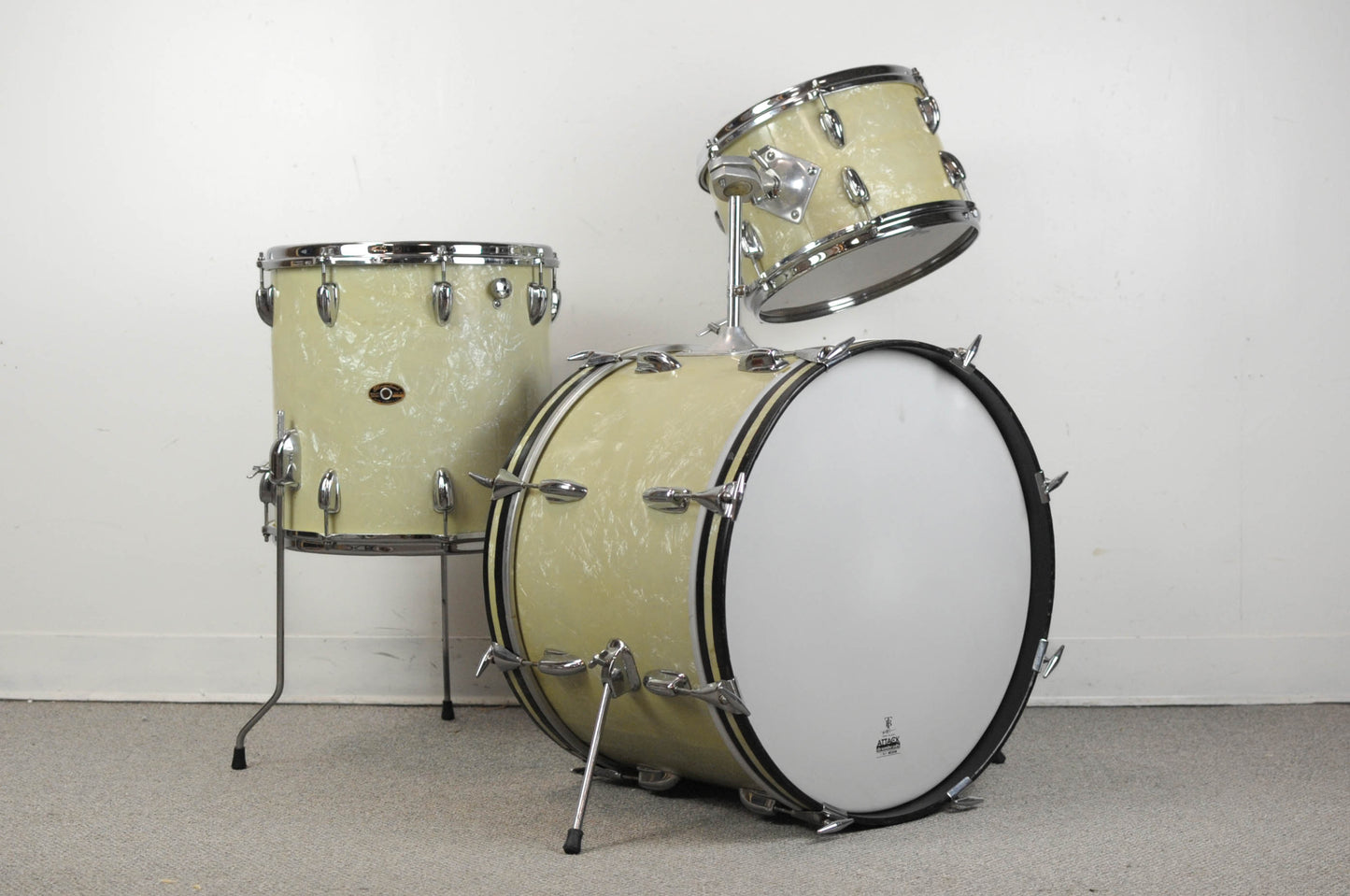1960s Slingerland "Modern Jazz" White Marine Pearl Drum Set