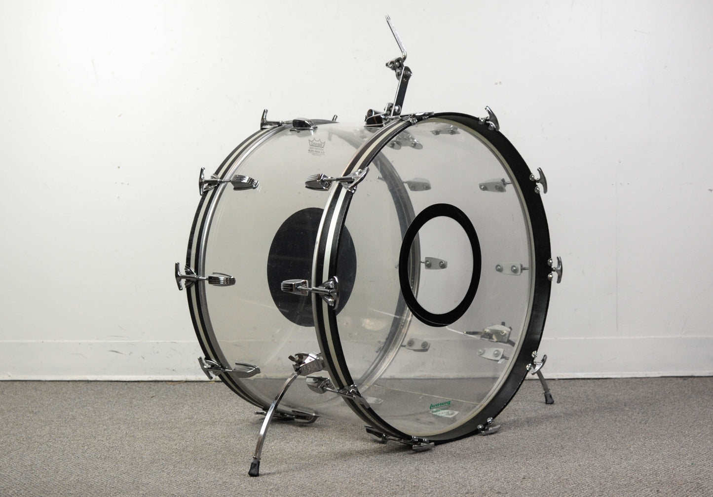 1970s Ludwig 14x24 Clear Vistalite Bass Drum w/ Rail