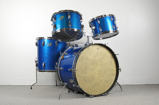 1970s Ludwig Blue Sparkle Hollywood Drum Set