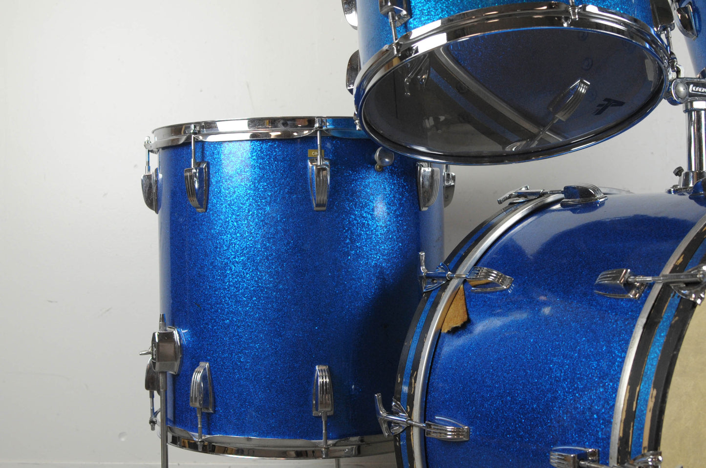 1970s Ludwig Blue Sparkle Hollywood Drum Set