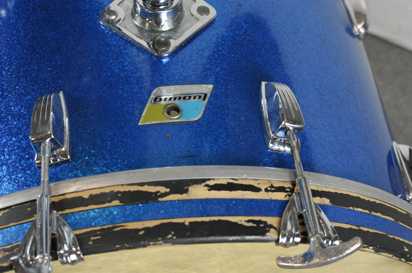 1970s Ludwig Blue Sparkle Hollywood Drum Set