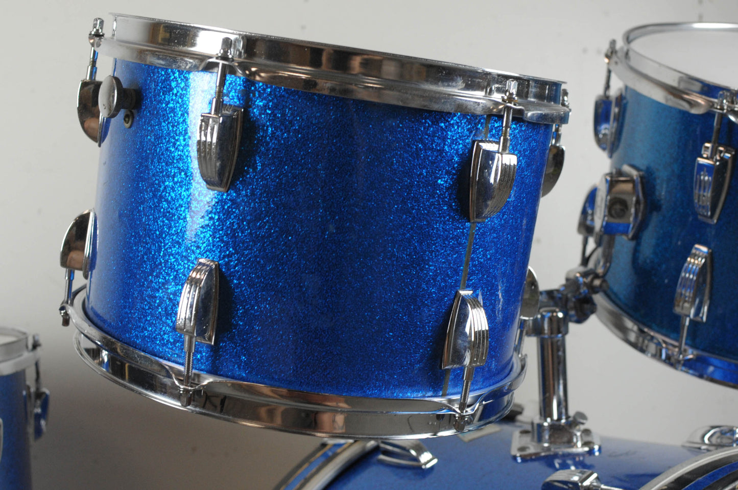 1970s Ludwig Blue Sparkle Hollywood Drum Set