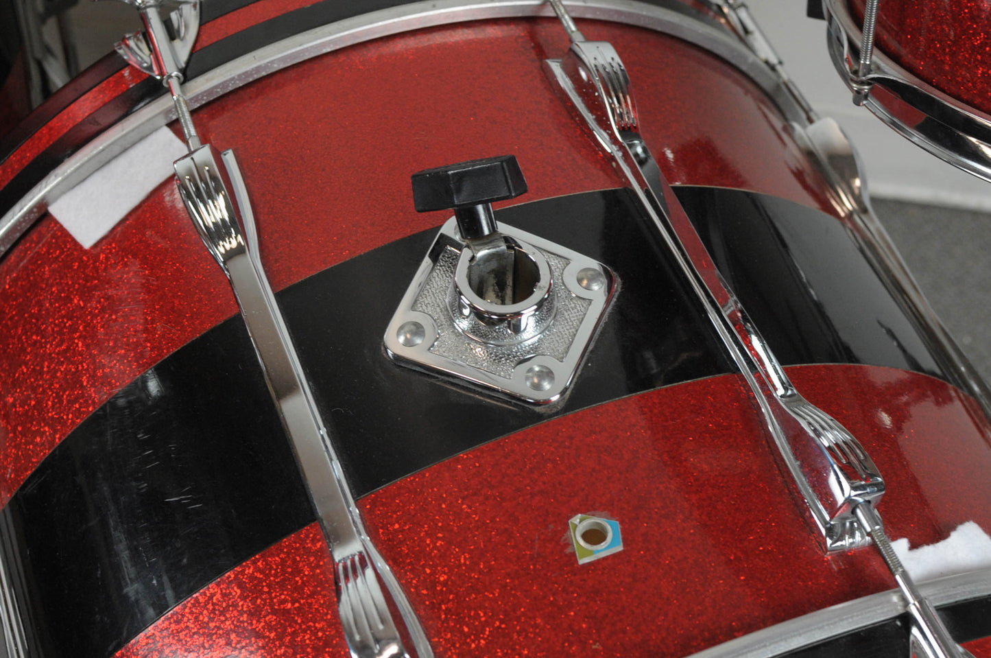 1970s Ludwig Tri-Band Black & Red Mach Lug Drum Set