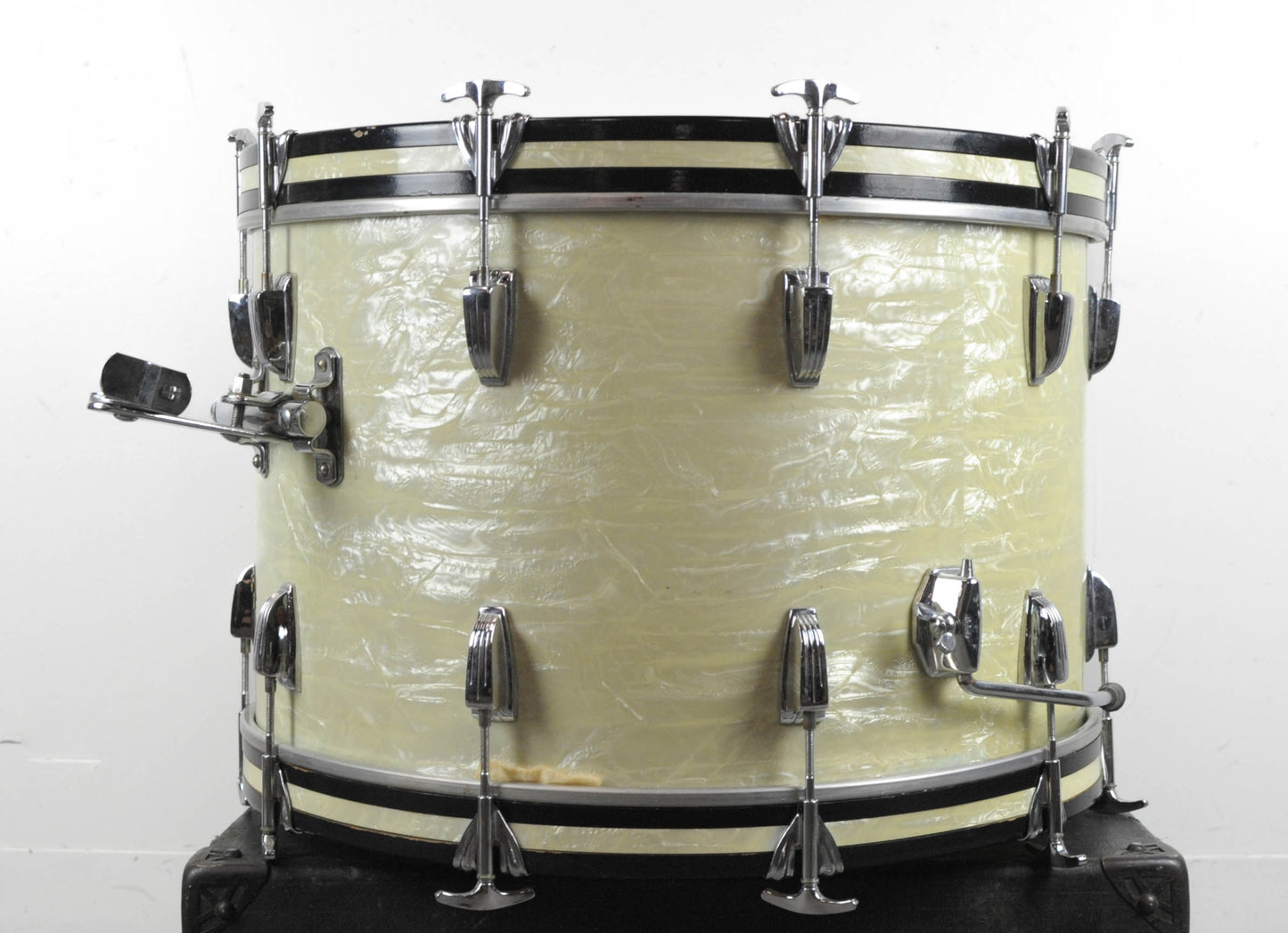 1960s Ludwig 14x22 Pre-Serial White Marine Pearl Bass Drum
