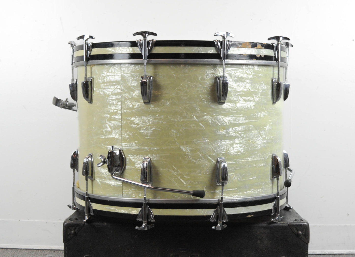 1960s Ludwig 14x22 Pre-Serial White Marine Pearl Bass Drum