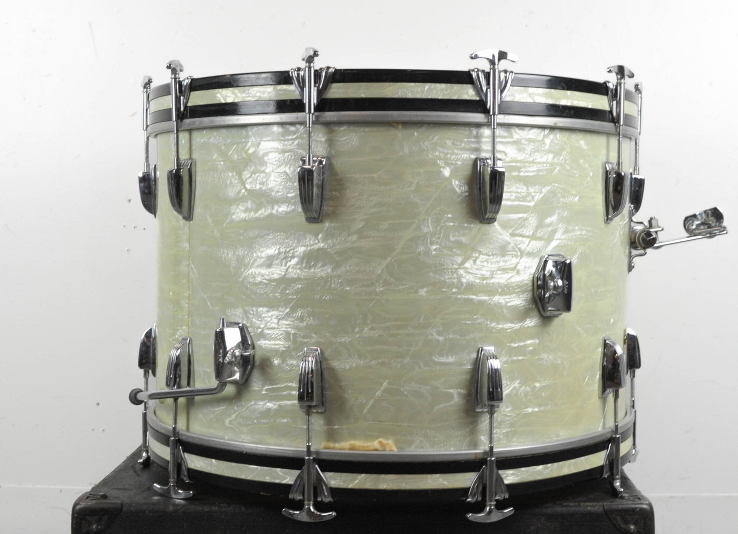 1960s Ludwig 14x22 Pre-Serial White Marine Pearl Bass Drum