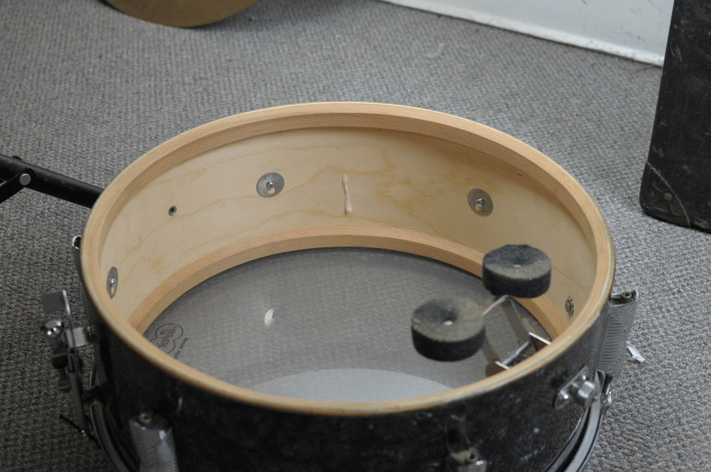 1970s Beverley Black Diamond Pearl Drum Set