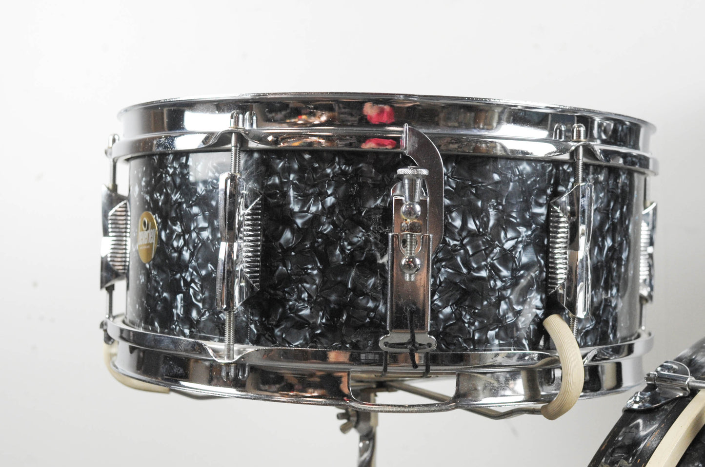 1970s Beverley Black Diamond Pearl Drum Set