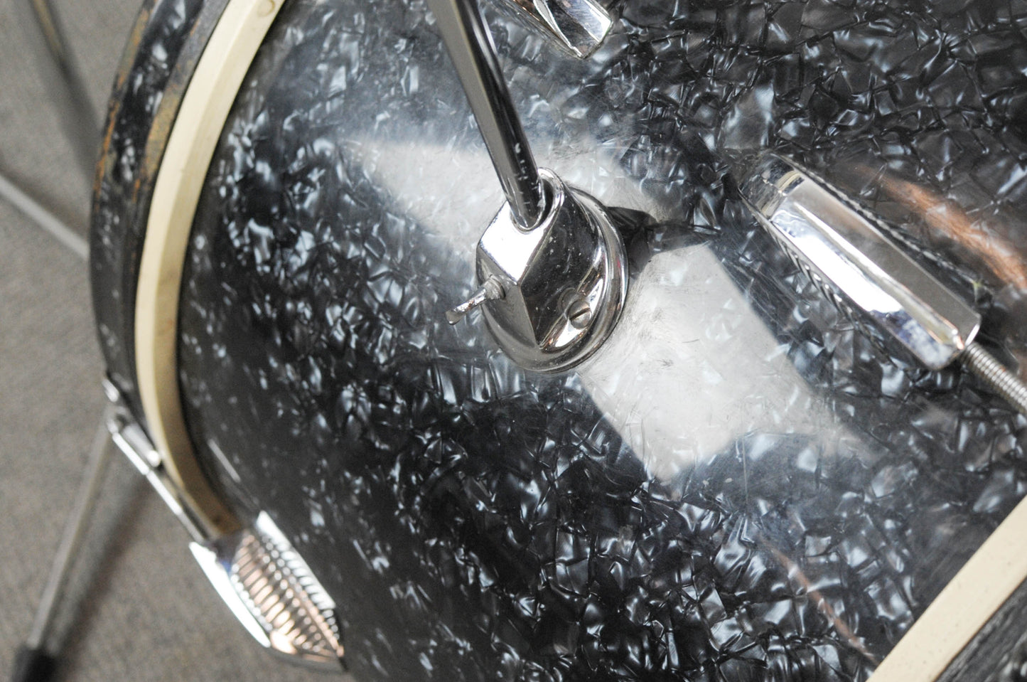 1970s Beverley Black Diamond Pearl Drum Set
