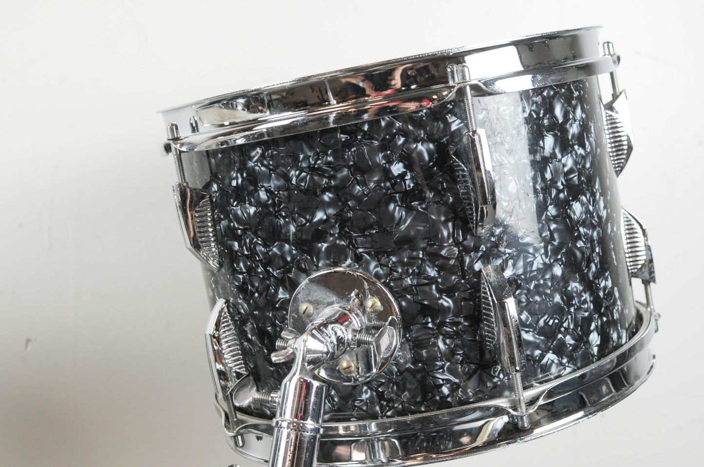 1970s Beverley Black Diamond Pearl Drum Set