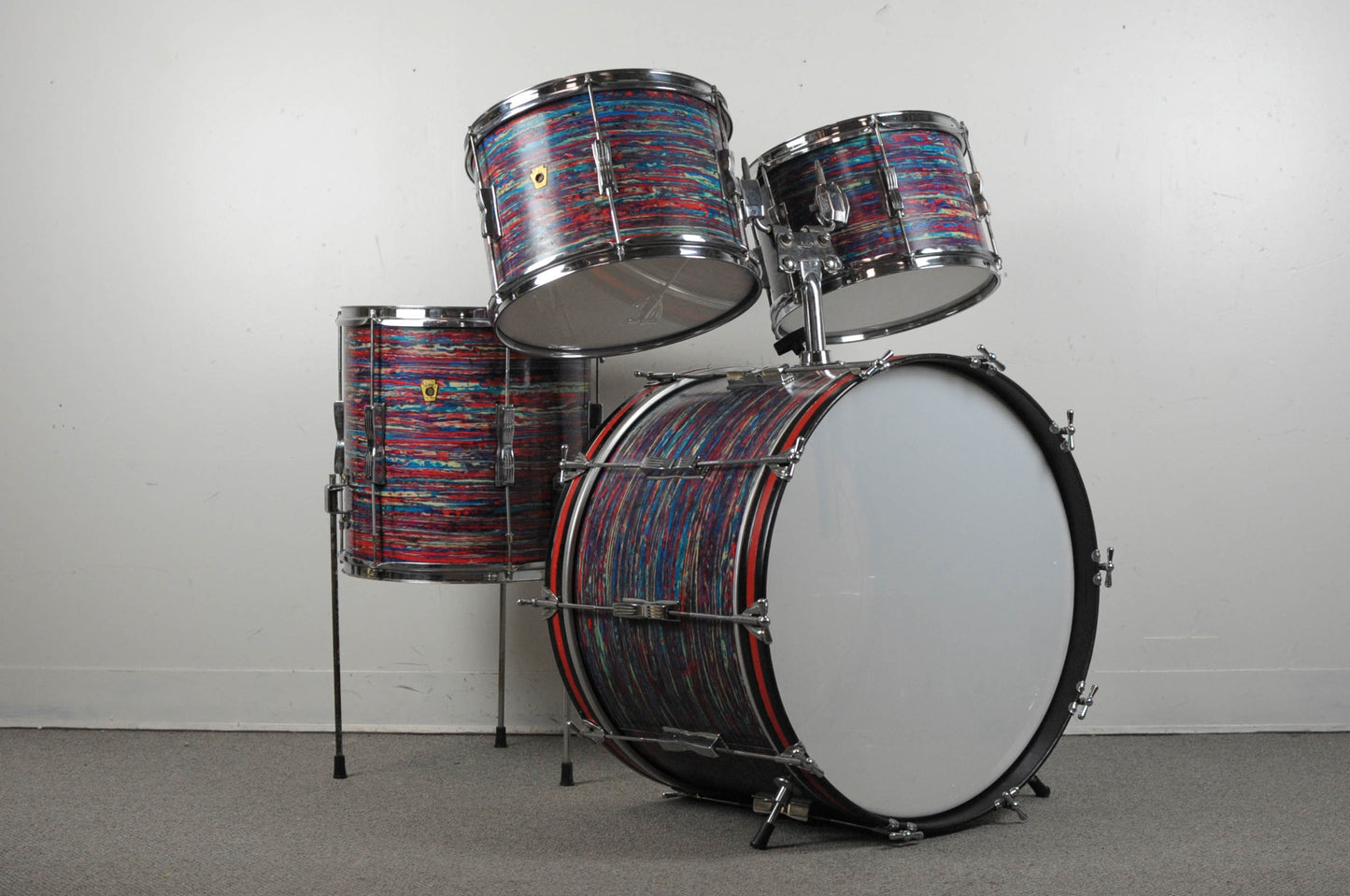 1960s Ludwig Psychedelic Red Club Date Drum Set