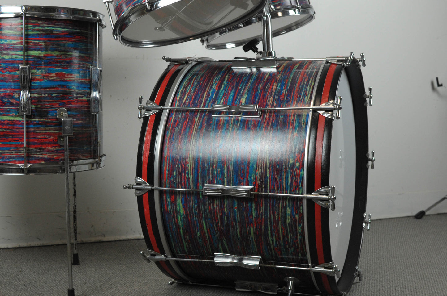1960s Ludwig Psychedelic Red Club Date Drum Set